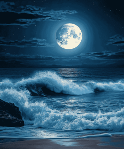 Aesthetic Moonlit Ocean Waves Diamond Painting