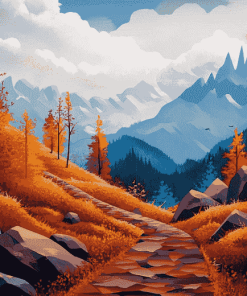 Aesthetic Mountain Path Diamond Painting