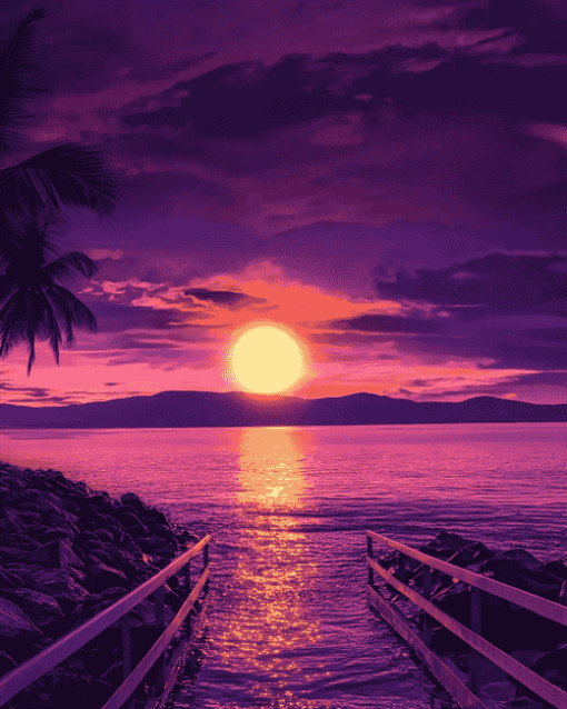 Aesthetic Ocean Sunset Diamond Painting