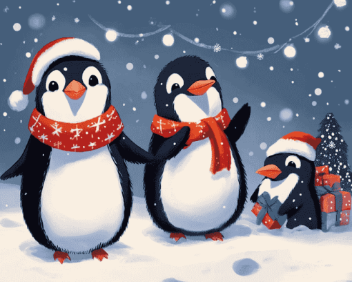 Aesthetic Penguin Christmas Diamond Painting