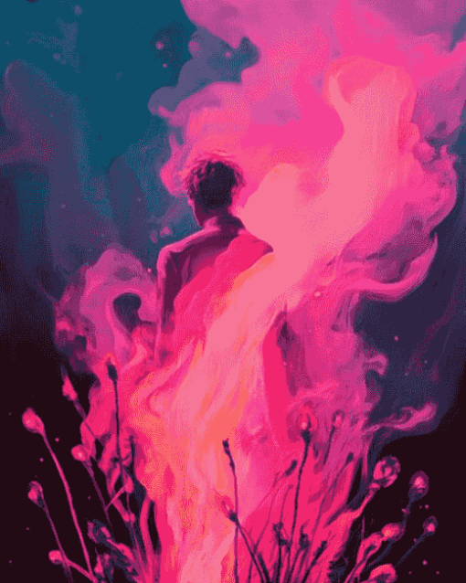 Aesthetic Pink Fire Diamond Painting