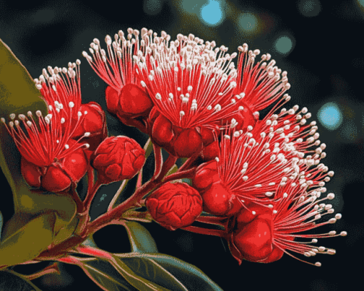 Aesthetic Pohutukawa Blossoms Diamond Painting