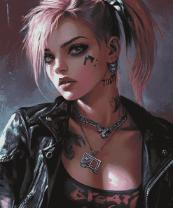 Aesthetic Punk Girl Animation Diamond Painting