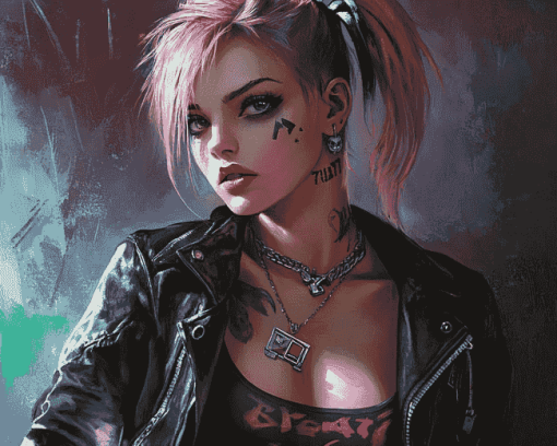 Aesthetic Punk Girl Animation Diamond Painting