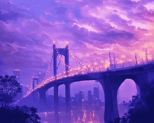 Aesthetic Purple Cityscape Diamond Painting