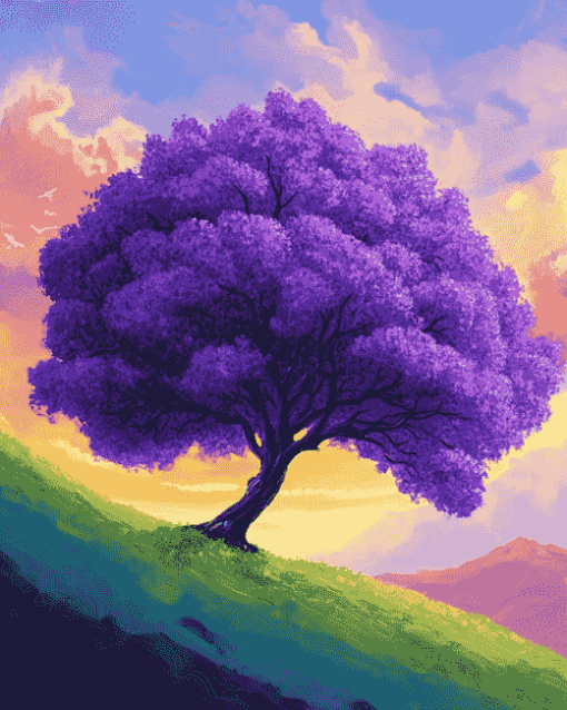 Aesthetic Purple Tree Diamond Painting