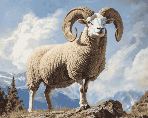 Aesthetic Ram Sheep Diamond Painting