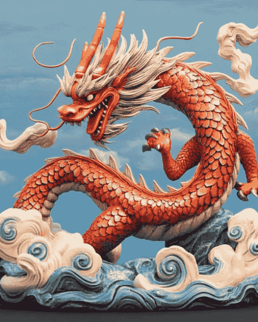 Aesthetic Red Dragon Art Diamond Painting