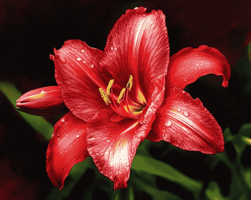 Aesthetic Red Lily Blossoms Diamond Painting