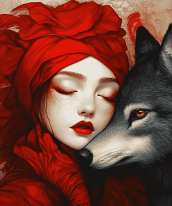 Aesthetic Red Riding Fantasy Diamond Painting