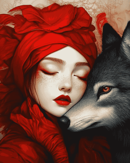 Aesthetic Red Riding Fantasy Diamond Painting