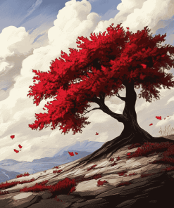 Aesthetic Red Tree Diamond Painting