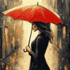 Aesthetic Red Umbrella Girl Diamond Painting