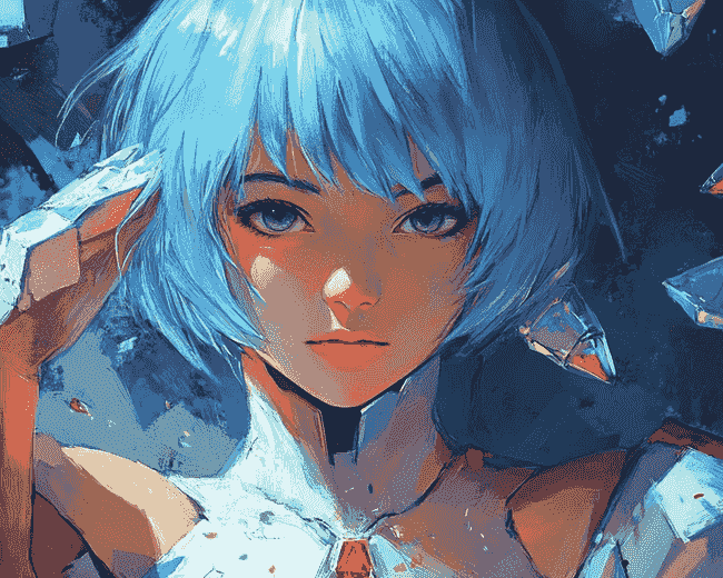 Completed Aesthetic Rei Ayanami Anime Diamond Painting