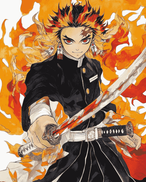 Aesthetic Rengoku Kyojuro Anime Diamond Painting