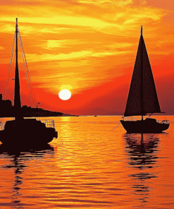 Aesthetic Sailboat Silhouette Diamond Painting