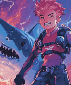 Aesthetic Shark Boy Anime Diamond Painting