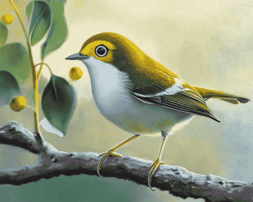 Aesthetic Silvereye Birds Diamond Painting