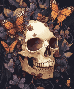 Aesthetic Skull With Butterflies Diamond Painting