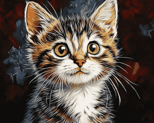 Aesthetic Tabby Kitten Diamond Painting