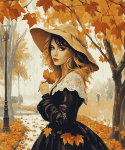 Aesthetic Vintage Autumn Woman Diamond Painting