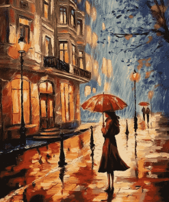 Aesthetic Vintage Walk In The Rain Diamond Painting