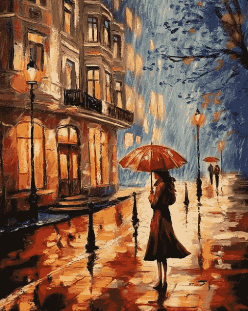 Aesthetic Vintage Walk In The Rain Diamond Painting