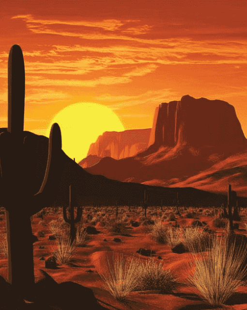 Aesthetic Western Sunset Diamond Painting