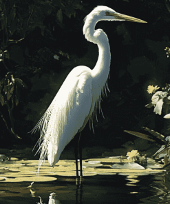 Aesthetic White Heron Diamond Painting