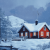 Aesthetic Winter Cabin Norway Diamond Painting