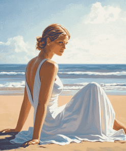 Aesthetic Woman Beach Scene Diamond Painting