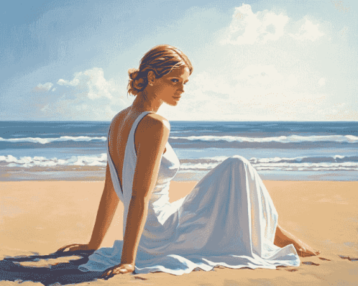 Aesthetic Woman Beach Scene Diamond Painting