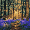 Aesthetic Woodland Bluebell Landscape Diamond Painting