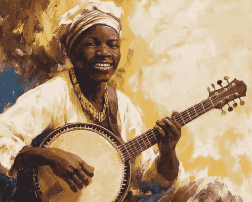 African Banjolele Vintage Diamond Painting