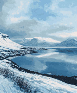 Akureyri Winter Landscape Diamond Painting