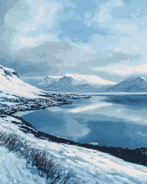 Akureyri Winter Landscape Diamond Painting