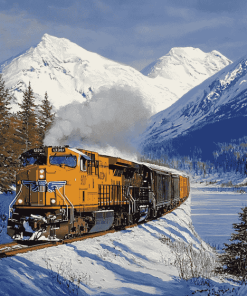 Alaska Winter Railroad Landscapes Diamond Painting