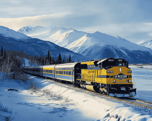 Alaska Winter Train Diamond Painting