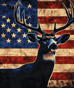 American Flag Deer Silhouette Diamond Painting