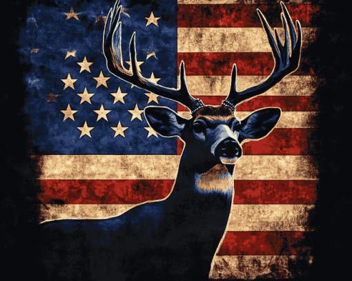 American Flag Deer Silhouette Diamond Painting