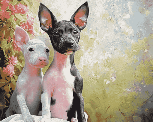 American Hairless Terrier Puppies Diamond Painting