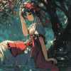 Anime Girl Under Tree Diamond Painting