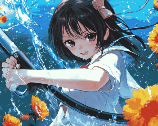 Anime Girl Water Fun Diamond Painting