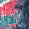 Anime Girl in Rain Diamond Painting