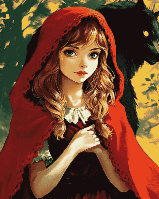 Anime Red Riding Hood Fantasy Diamond Painting