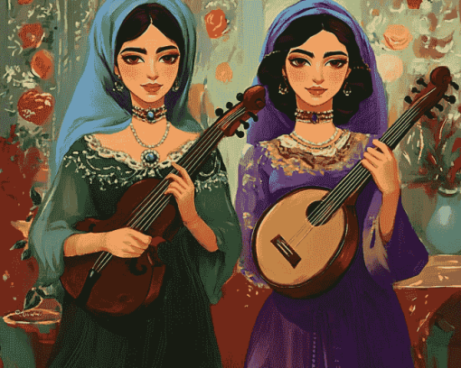 Arab Musician Women Animation Diamond Painting