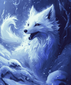 Arctic Fox Winter Scene Diamond Painting