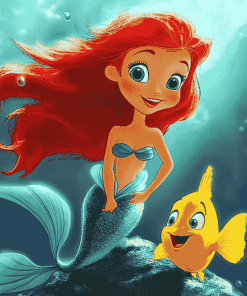 Ariel and Flounder Mermaid Diamond Painting