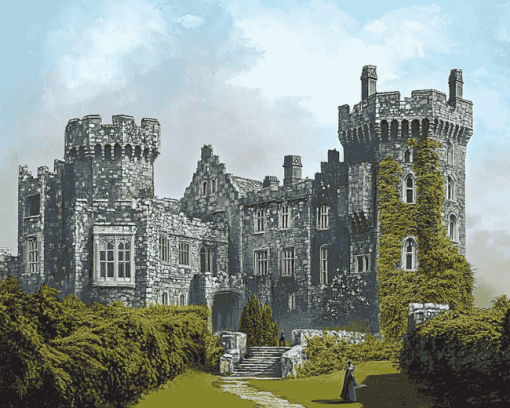 Ashford Castle Ruins in Ireland Diamond Painting