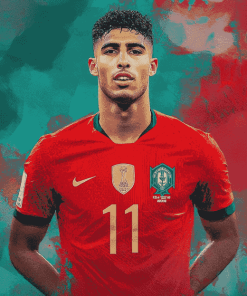 Ashraf Hakimi Famous Footballer Diamond Painting